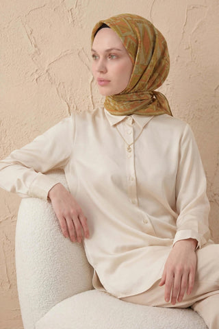 Soft Eşarp Geometrik Desen Asit 90x90 - Soft Eşarp - | Silk Home