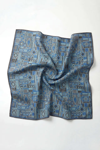 Soft Eşarp Geometrik Desen Bebe Mavi 90x90 - Soft Eşarp - | Silk Home