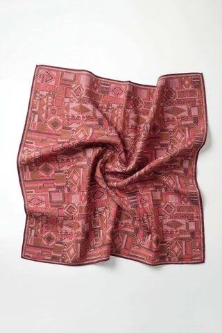 Soft Eşarp Geometrik Desen Çilek Pembe 90x90 - Soft Eşarp - | Silk Home