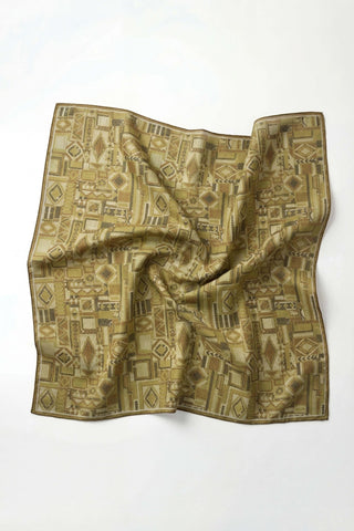 Soft Eşarp Geometrik Desen Fıstık Yeşili 90x90 - Soft Eşarp - | Silk Home