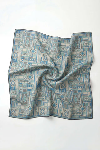 Soft Eşarp Geometrik Desen Gümüş 90x90 - Soft Eşarp - | Silk Home