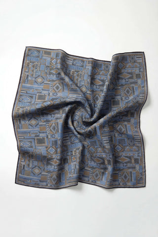 Soft Eşarp Geometrik Desen İndigo 90x90 - Soft Eşarp - | Silk Home