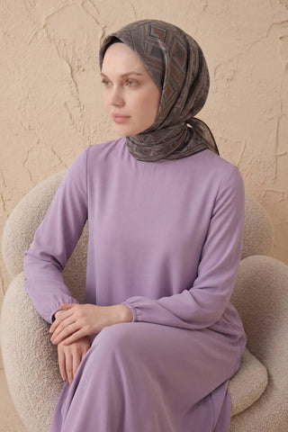 Soft Eşarp Geometrik Desen Koyu Gri 90x90 - Soft Eşarp - | Silk Home
