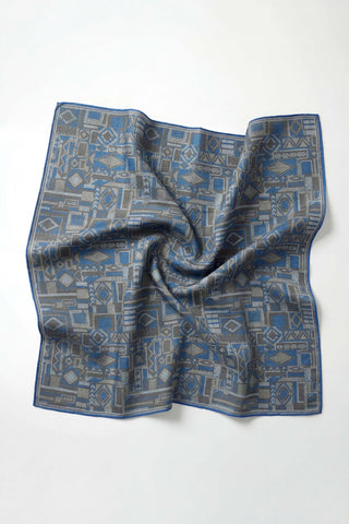 Soft Eşarp Geometrik Desen Mavi 90x90 - Soft Eşarp - | Silk Home
