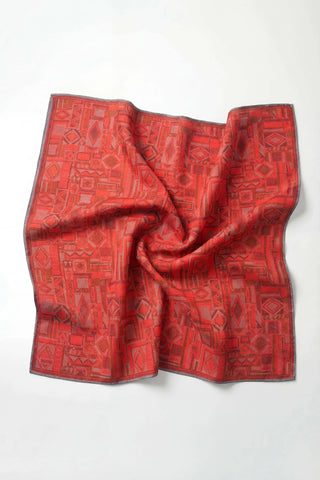 Soft Eşarp Geometrik Desen Parlak Kırmızı 90x90 - Soft Eşarp - | Silk Home