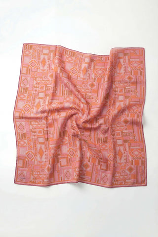 Soft Eşarp Geometrik Desen Pembe 90x90 - Soft Eşarp - | Silk Home
