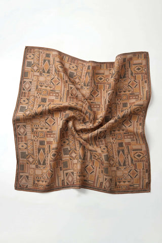 Soft Eşarp Geometrik Desen Vizon 90x90 - Soft Eşarp - | Silk Home