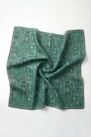 Soft Eşarp Geometrik Desen Zümrüt Yeşili 90x90 - Soft Eşarp - | Silk Home