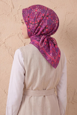 Soft Eşarp Geometrik Mor 90x90 | Silk Home - Soft Eşarp - | Silk Home