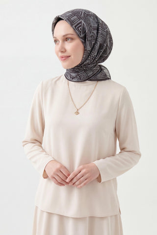 Soft Eşarp Geometrik Siyah - Soft Eşarp - | Silk Home
