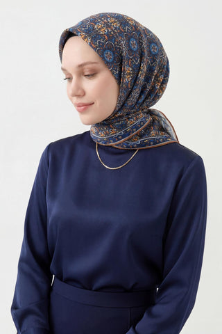 Soft Eşarp Lacivert 90x90 - Soft Eşarp - | Silk Home