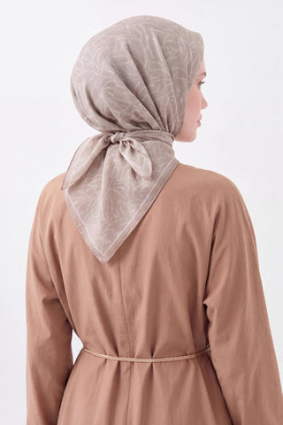 Soft Eşarp Leaf Pattern Açık Vizon - Soft Eşarp - | Silk Home