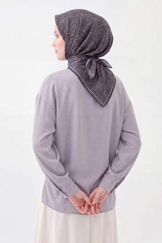 Soft Eşarp Leaf Pattern Antrasit - Soft Eşarp - | Silk Home