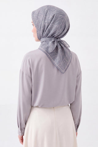 Soft Eşarp Leaf Pattern Bebe Mavisi - Soft Eşarp - | Silk Home
