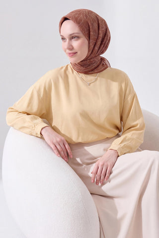 Soft Eşarp Leaf Pattern Kiremit - Soft Eşarp - | Silk Home