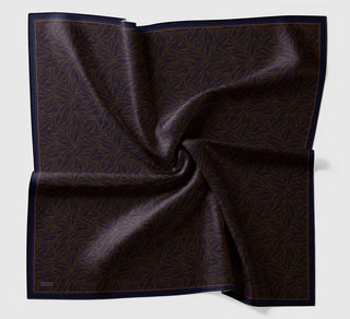 Soft Eşarp Leaf Pattern Koyu Mavi - Soft Eşarp - | Silk Home