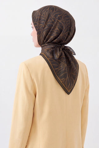 Soft Eşarp Leaf Pattern Koyu Yeşil - Soft Eşarp - | Silk Home