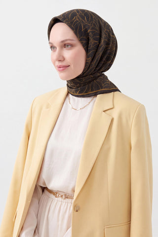 Soft Eşarp Leaf Pattern Koyu Yeşil - Soft Eşarp - | Silk Home