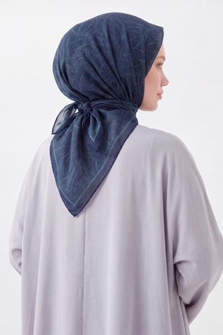 Soft Eşarp Leaf Pattern Lacivert - Soft Eşarp - | Silk Home