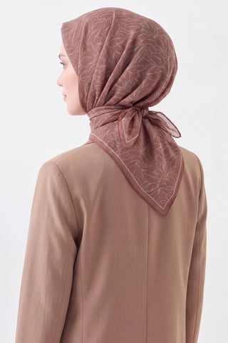 Soft Eşarp Leaf Pattern Mocha Mousse - Soft Eşarp - | Silk Home