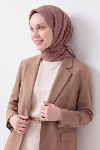 Soft Eşarp Leaf Pattern Mocha Mousse - Soft Eşarp - | Silk Home