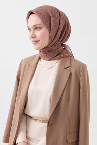 Soft Eşarp Leaf Pattern Mocha Mousse - Soft Eşarp - | Silk Home
