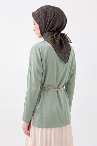 Soft Eşarp Leaf Pattern Orman Yeşili - Soft Eşarp - | Silk Home