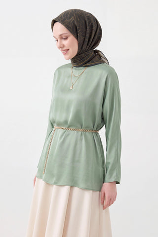 Soft Eşarp Leaf Pattern Orman Yeşili - Soft Eşarp - | Silk Home