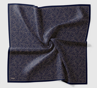 Soft Eşarp Leaf Pattern Saks Mavisi - Soft Eşarp - | Silk Home
