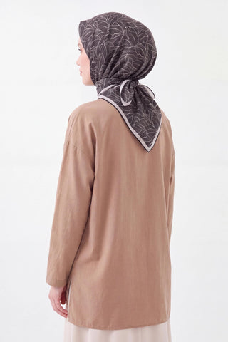 Soft Eşarp Leaf Pattern Siyah - Soft Eşarp - | Silk Home