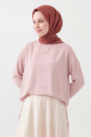 Soft Eşarp Leaf Pattern Vişne - Soft Eşarp - | Silk Home