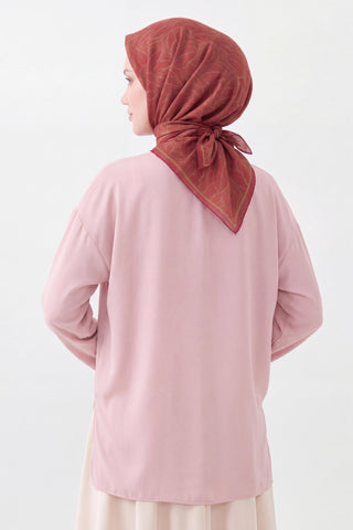 Soft Eşarp Leaf Pattern Vişne - Soft Eşarp - | Silk Home