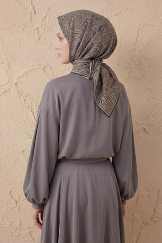 Soft Eşarp Lina Flora Antrasit 90x90 - Soft Eşarp - | Silk Home