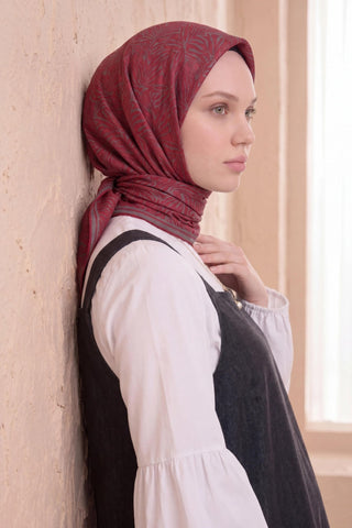 Soft Eşarp Lina Flora Bordo 90x90 - Soft Eşarp - | Silk Home