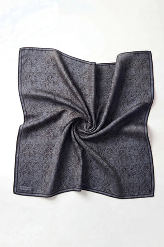 Soft Eşarp Lina Flora Çelik Mavi 90x90 - Soft Eşarp - | Silk Home