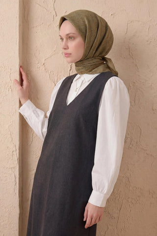 Soft Eşarp Lina Flora Eğrelti Yeşili 90x90 - Soft Eşarp - | Silk Home