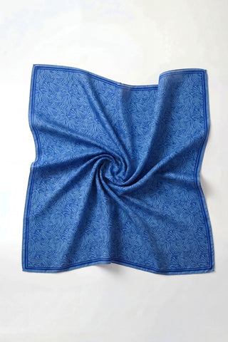 Soft Eşarp Lina Flora Gök Mavi 90x90 - Soft Eşarp - | Silk Home