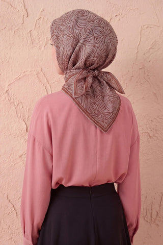 Soft Eşarp Lina Flora Kahverengi 90x90 - Soft Eşarp - | Silk Home