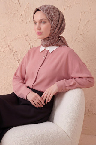 Soft Eşarp Lina Flora Kahverengi 90x90 - Soft Eşarp - | Silk Home