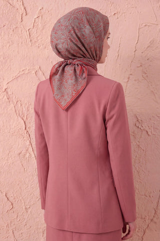 Soft Eşarp Lina Flora Kiremit Kırmızı 90x90 - Soft Eşarp - | Silk Home