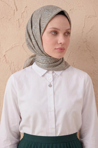 Soft Eşarp Lina Flora Koyu Ekru 90x90 - Soft Eşarp - | Silk Home
