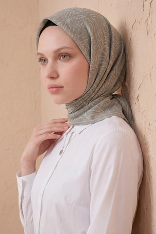 Soft Eşarp Lina Flora Koyu Ekru 90x90 - Soft Eşarp - | Silk Home