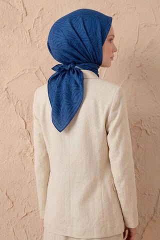 Soft Eşarp Lina Flora Koyu Indigo 90x90 - Soft Eşarp - | Silk Home
