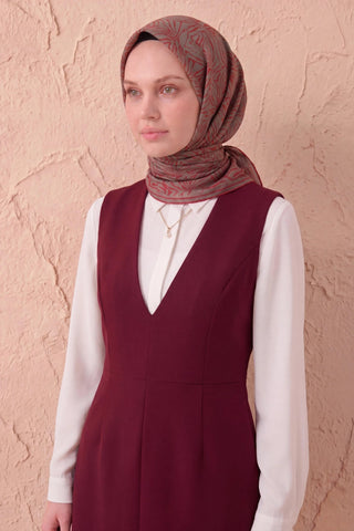 Soft Eşarp Lina Flora Koyu Kırmızı 90x90 - Soft Eşarp - | Silk Home