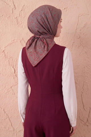 Soft Eşarp Lina Flora Koyu Kırmızı 90x90 - Soft Eşarp - | Silk Home