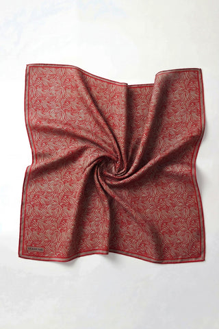 Soft Eşarp Lina Flora Koyu Kırmızı 90x90 - Soft Eşarp - | Silk Home