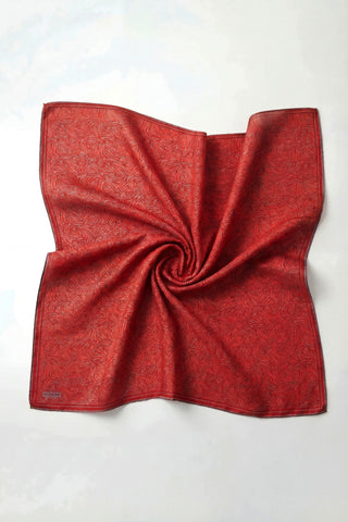 Soft Eşarp Lina Flora Koyu Kırmızı 90x90 - Soft Eşarp - | Silk Home