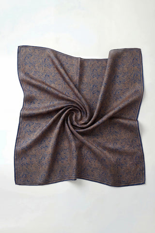 Soft Eşarp Lina Flora Lacivert 90x90 - Soft Eşarp - | Silk Home