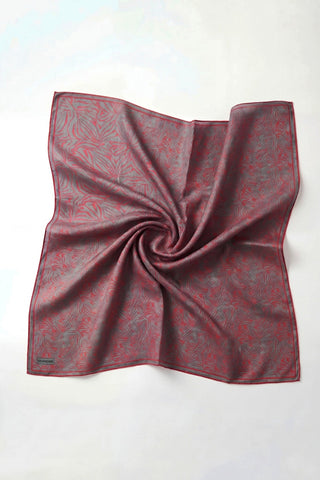 Soft Eşarp Lina Flora Mavi Gri 90x90 - Soft Eşarp - | Silk Home