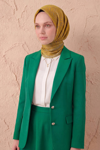 Soft Eşarp Lina Flora Olive 90x90 - Soft Eşarp - | Silk Home
